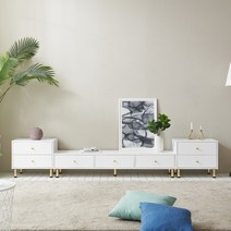 레오 LPM 화이트 1단 2800 거실장 세트