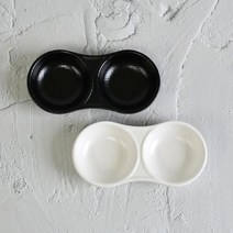 국산 멜라민 고급 소스종지 2칸 2구 2절 소스접시 샤브샤브 양념 종지 그릇 업소 식당 캠핑, 크림