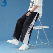 여름 와이드 스트링 트레이닝 팬츠 커플 팬츠 배기 팬츠
