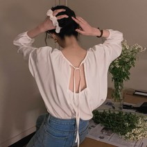 반전뒷태 뒷리본 셔링 여리한 루즈핏 봄 블라우스
