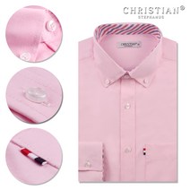 크리스챤 남자 폴리혼방 무지 긴소매 정장셔츠 CR109 (pink)