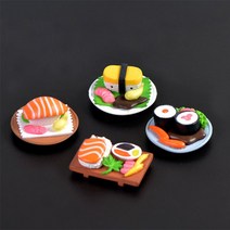 초밥 미니어쳐 음식 도시락 연어 김밥 미니초밥 장식 DIY 꾸미기 테라리움 화분, 연어초밥(사각접시)