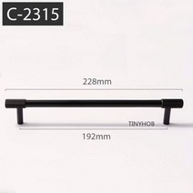새틴 황동 널링질감 캐비닛 핸들 주방 찬장 문 당김 가구 바 하드웨어 서랍, C-2315-192mm-Hei