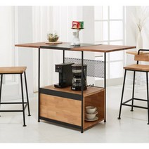 멀바우 원목 상판형 철제 홈바 테이블 120cm (4색) 빈티지 예쁜 보조 거실 수납형 BAR, 골드스퀘어