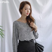 립걸베이직 보트넥 플라워 블라우스
