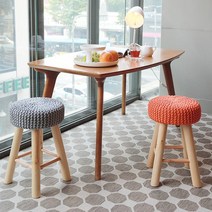 리빙스케치 스툴K 프로방스 니트 원목 화장대의자 스툴, 1192A 오렌지