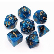 CREEBUY DND 주사위 세트 레드 블랙 RPG 주사위 던전 앤 드래곤 D&D MTG 7-다이 다면체 주사위, Blue Mix Black