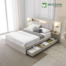 우아미가구 S49 킹/퀸겸용 침대 (라이트그레이), 협탁 1개