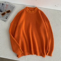 겨울스웨터코디 솔리드 무지 숄더 퍼프 슬리브 와이드 루즈핏 남성 코트 라운드넥 가을 CHIC 이너 니트 2512849790