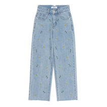 오마이걸 효정 자체제작 와이드 핏 사탕 자수 연청 팬츠 얼핏 16625