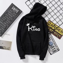 시밀러룩 커플 웨딩촬영커플룩 킹 퀸 크라운 인쇄 유니 남성 여성 커플 streetwear 긴 소매 쌍 후드 스웨터 연인을위한 겨울 후드 풀오버