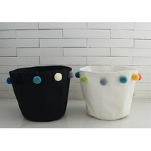 아이방 정리 패브릭 컬러방울 소쿠리 양말정리함, 1개, 블랙