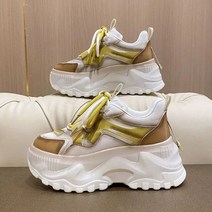 발편한 키높이 스니커즈 단화 어글리슈즈 클래식 스위트 여성 봄 레이스 업 하이힐 라운드 토 신발 솔리드 경화 플러스 사이즈