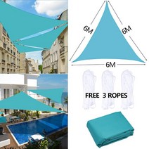 방수 6x6x6M 방수 양산 야외 삼각형 가든 테라스 캐노피 수영장 비치 카, 21 Sky blue