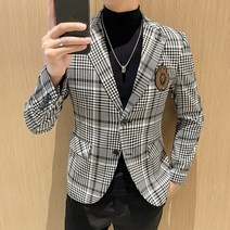 가을 패션 체크 캐주얼 슬림핏 스몰 정장 코트DX127-P155