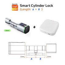 초인종 현관 스마트 tuya app 지문 rfid 카드 블루투스 실린더 잠금 생체 인식, 게이트웨이가 있는 은색, 없음