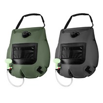 캠핑용 샤워백 물주머니 워터백 캠핑샤워기 솔라 온도체크 낚시 차박 20L, 카키, 1개