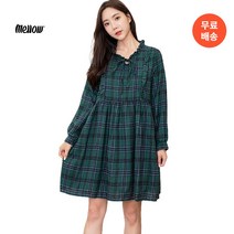 멜로우 러블리한 체크무늬 긴팔 원피스 1개