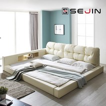 세진침대 머핀 LED 수납 오픈형 패밀리침대+솔리드본넬 매트리스, 머핀 오픈패밀리침대+솔리드본넬(아이보리)