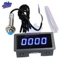 4비트 LED 디지털 타코미터 RPM 속도계 + 홀 스위치 근접 센서 DC 8-15V 측정 10-9999RPM 빨간색 녹색 파란, 03 Blue