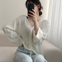 미니몰스탠다드 여성용 부클 스트링 니트 여리여리 루즈핏 쫀쫀 탄력 소재