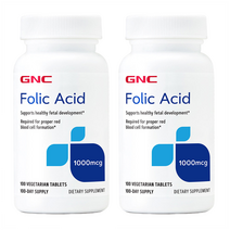 GNC 엽산 1000mcg 식물성 100정 X 2개, 2개(100정＋100정)