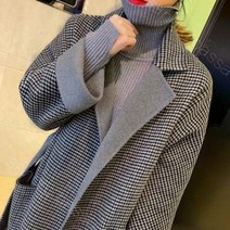 산드로 바사돈 지그재그 핸드메이드 울 양면 후드 코트 헵번 바람결에 롱 코트 차오녀 여자신상코트