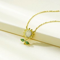 2022s925 스털링 실버 해바라기 목걸이 여성 패션 지르콘 쇄골 체인 숲 해바라기 펜던트 창조적 인 조커 목걸이