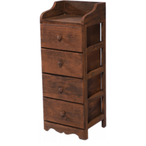 빈티지 원목수납장 캐비닛 북유럽 틈새 수납 서랍장, 4단 화이트 30x30x82