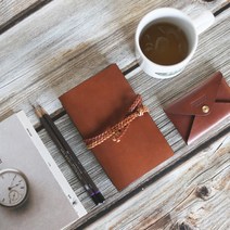 802 가죽 수제 다꾸 여행 일기장 다이어리 노트 커버 빈티지 미니 수첩 커플 공방 만년, 클래식브라운, 각인미선택