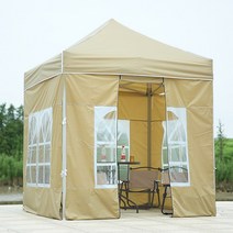 야외캐노피 붕어빵 대학행사 마당 차광목 사주 천막, 매우 두꺼운 2x2 카키색 + 사방 투명창