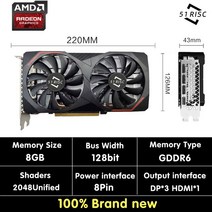 SHELI 51RISC RX6600XT 8G D6 게임용 그래픽 카드 8G/128bit/GDDR6 메모리 16GHz 주파수 directx 12 3D 기, 01 RX6600XT 8G