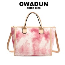 Cwadun 여성 배색 스퀘어 토트백 크로스백