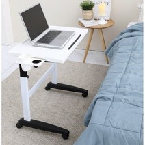 국산 이동식 사이드테이블 높이각도조절 침대 거실 소파테이블 스탠딩 책상, 브라운