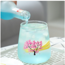 Ogfaour 색깔이 변하는 꽃피는 술잔 벚꽃잔 친구 결혼 선물 벚꽃 피는 유리잔, 벚꽃컵