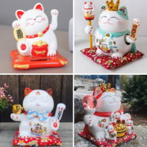 마네키네코 개업선물로 좋은 손흔드는 복 고양이 장식, 22. 909 왕관 마네키네코 (레드)