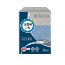 깨끗한나라 소프티 천연펄프 각티슈 2겹, 200매, 60개