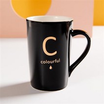Z3JC 크리에이티브 커버 머그컵, 블랙 레터링 하이 싱글 C