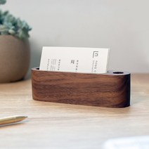 우드 명함꽂이 명함통 박스 거치대 꽂이 카드 보관함 펜 카운터, 원목명함꽂이:F{월넛)