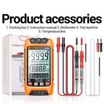 멀티테스터기 접촉/비접촉 타코메타/회전계/RPM/회전수측정기 스마트 디지털 멀티미터 6000 카운트 true rms 자동 전기 용량 측정기 온도 저항 트랜지스터 테스터, sz02 오렌지