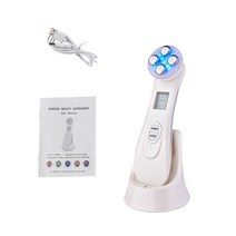 얼굴마사지기 갈바닉 리프팅 EMS & RF 얼굴 무선 주파 리프팅 기계 스파 마사지기 5 in 1 미용 기기 L, 01 White no box