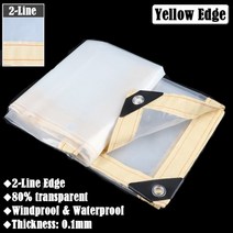 야외 투명 방수포 전망대 Pergola 창 방풍 천막 정원 식물 방수 캔버스 천 0.1mm, 191.2line Yellow edge - 4x4m
