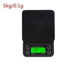 전자저울 3kg0.1g 5kg0.1g 타이머가 있는 백라이트가 있는 디지털 커피 저울, 협력사, 블랙 5kg 0.1g