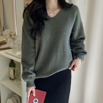데일리앤 루즈핏 여성 브이넥 니트 멜트
