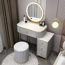 [경기도] 화장대 세트 화장대+LED 스마트거울+수납장+아트공구(3~9일 도착), 60CM, 회백색 탁자 + LED 거울 + 캐비닛 + B 의자
