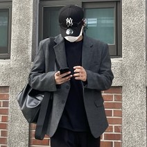 [굿룩 헤링본자켓] 캐주얼 남자 오버핏 루즈핏 가을 클래식 갈색 회색 정장 마이 자켓 2color