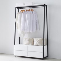 카라 2단 1200서랍형 이동식드레스룸 시스템 철재행거, 카라 2단 1200서랍형 행거_화이트