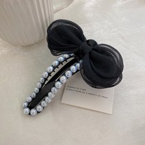 D.BEST 진주 리본 왕집게핀