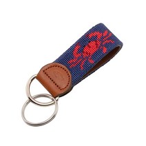 정품 Huck Venture 가죽 핸드 스티치 니들포인트 열쇠 고리 또는 고리 샷건 쉘, Crab