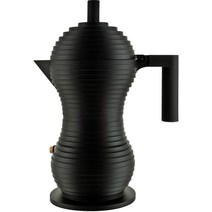 Alessi Pulcina MDL02/6 BB 디자이너 에스프레소 커피 머신 캐스트 알루미늄 PA 핸들 및 버튼 6 컵 블랙